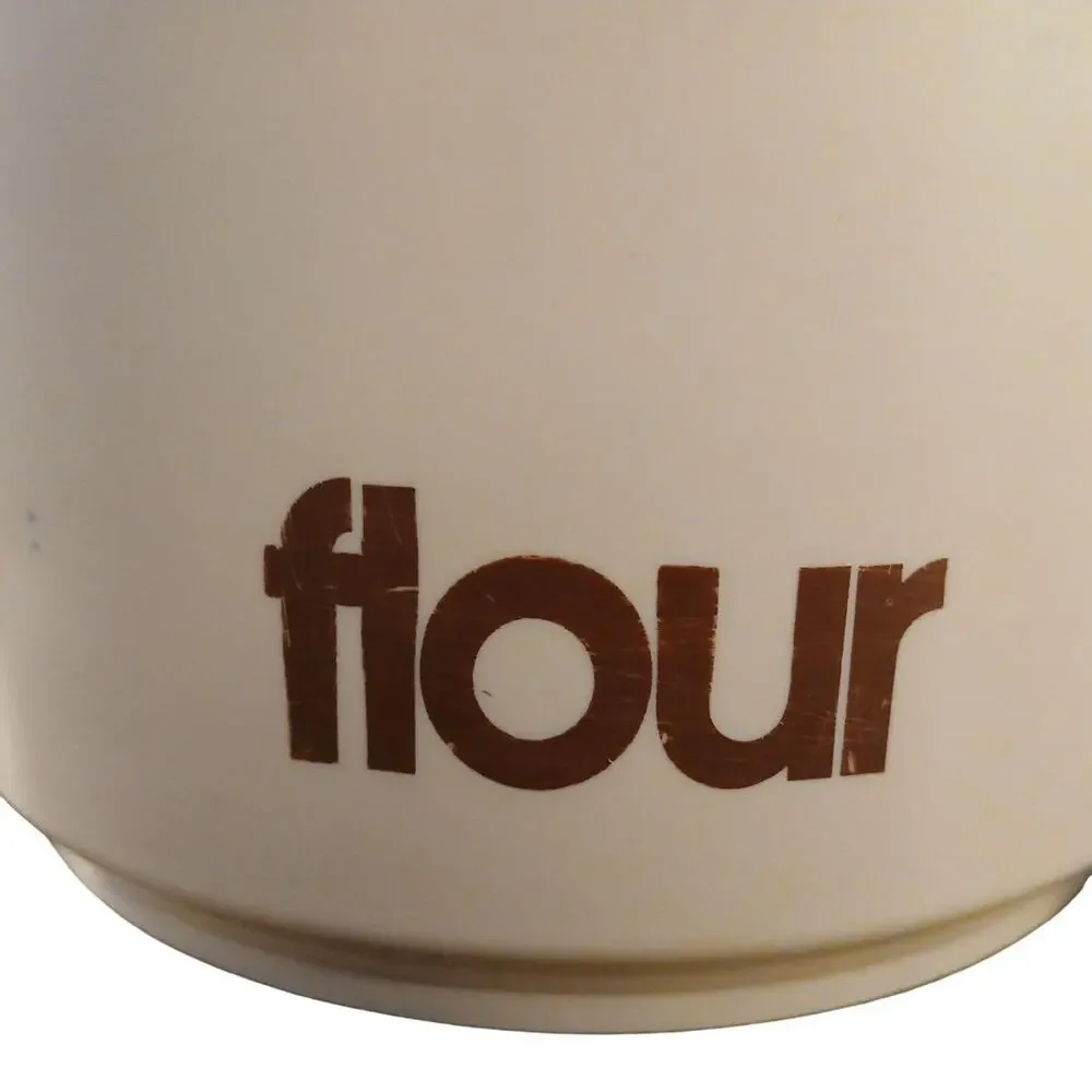 Vtg Sterilite 70's Canister's Flour Tea Brown Tan Plastic Lidded‎ Top 7